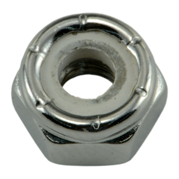 10-32 Nylon Lock Nut Fine Thread, Chrome   
