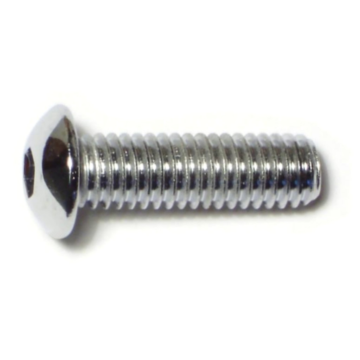 3/8"-16 x 1-1/4" Button Head Cap Screw, Coarse Thread, Chrome