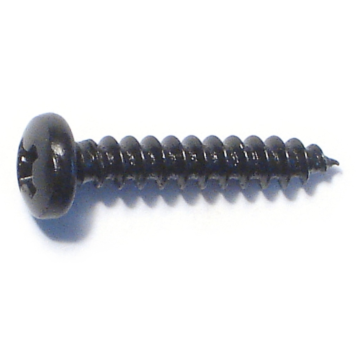 #6 x 3/4" Phillips Pan Head, Sheet Metal Screw, Zinc, Black 