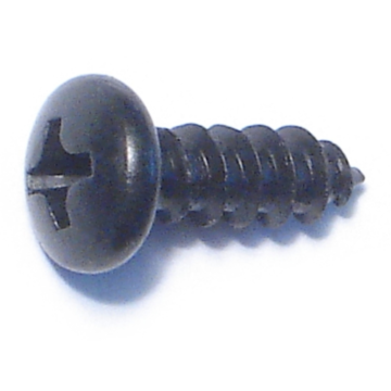 #8 x 1/2" Phillips Pan Head, Sheet Metal Screw, Zinc, Black 