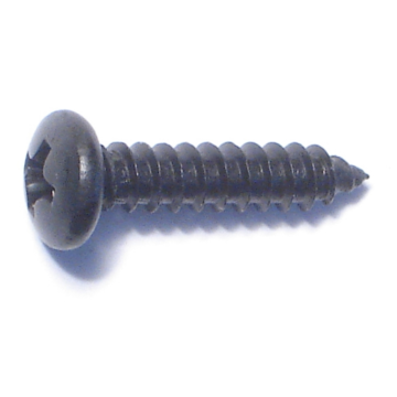 #8 x 3/4" Phillips Pan Head, Sheet Metal Screw, Zinc, Black 