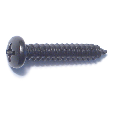 #8 x 1" Phillips Pan Head, Sheet Metal Screw, Zinc, Black 
