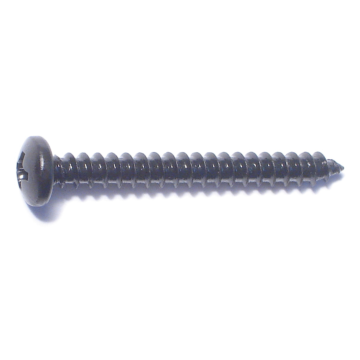 #8 x 1-1/2" Phillips Pan Head, Sheet Metal Screw, Zinc, Black 