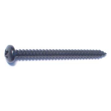 #8 x 2" Phillips Pan Head, Sheet Metal Screw, Zinc, Black 