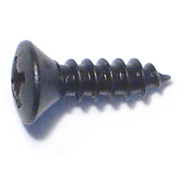 #10 x 1 Phillips Pan Head, Sheet Metal Screw, Zinc, Black 
