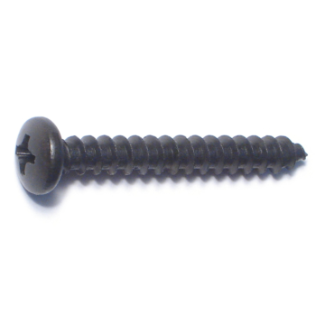 #10 x 1-1/2" Phillips Pan Head, Sheet Metal Screw, Zinc, Black 
