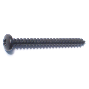 #10 x 2" Phillips Pan Head, Sheet Metal Screw, Zinc, Black 
