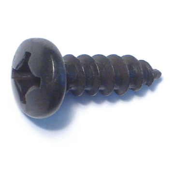 #12 x 3/4" Phillips Pan Head, Sheet Metal Screw, Zinc, Black 