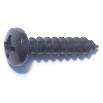 #12 x 1" Phillips Pan Head, Sheet Metal Screw, Zinc, Black 