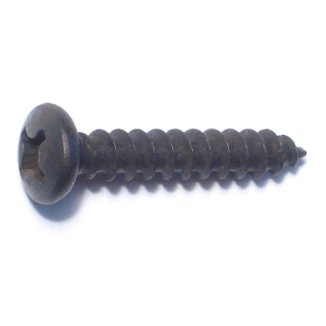 #12 x 1-1/4" Phillips Pan Head, Sheet Metal Screw, Zinc, Black 