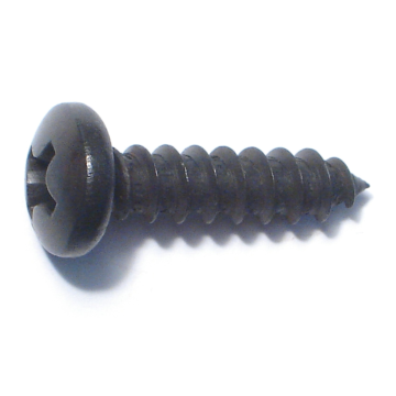 #14 x 1" Phillips Pan Head, Sheet Metal Screw, Zinc, Black 