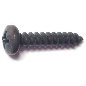 #14 x 1-1/4" Phillips Pan Head, Sheet Metal Screw, Zinc, Black 