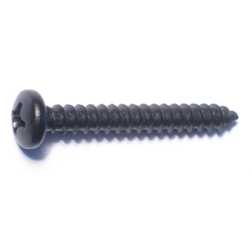 #14 x 2" Phillips Pan Head, Sheet Metal Screw, Zinc, Black 
