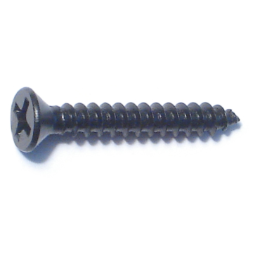 #6 x 1" Phillips Flat Head, Sheet Metal Screw, Zinc, Black 