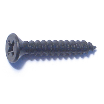 #8 x 1" Phillips Flat Head, Sheet Metal Screw, Zinc, Black 