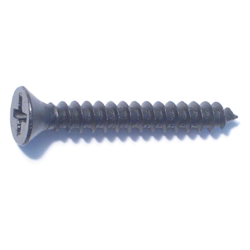 #8 x 1-1/4" Phillips Flat Head, Sheet Metal Screw, Zinc, Black 
