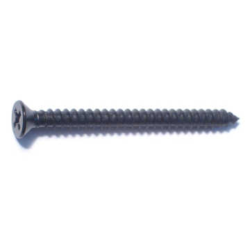 #8 x 2" Phillips Flat Head, Sheet Metal Screw, Zinc, Black 