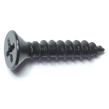 #10 x 1" Phillips Flat Head, Sheet Metal Screw, Zinc, Black 