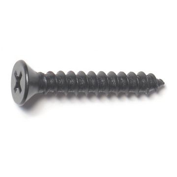 #10 x 1-1/4" Phillips Flat Head, Sheet Metal Screw, Zinc, Black 