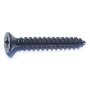 #10 x 1-1/2" Phillips Flat Head, Sheet Metal Screw, Zinc, Black 