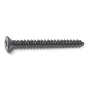 #10 x 2" Phillips Flat Head, Sheet Metal Screw, Zinc, Black 