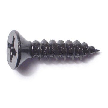 #12 x 1" Phillips Flat Head, Sheet Metal Screw, Zinc, Black 
