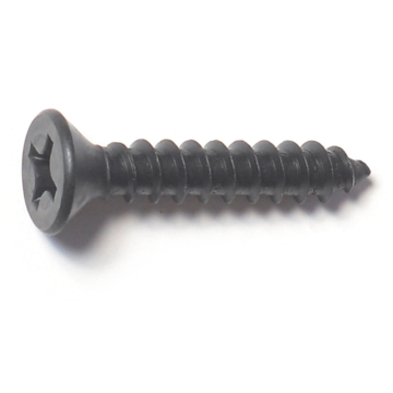 #12 x 1-1/4" Phillips Flat Head, Sheet Metal Screw, Zinc, Black 