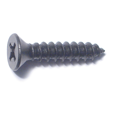 #12 x 1-1/2" Phillips Flat Head, Sheet Metal Screw, Zinc, Black 