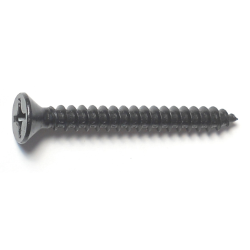 #12 x 2" Phillips Flat Head, Sheet Metal Screw, Zinc, Black 
