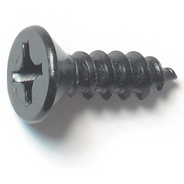 #14 x 3/4" Phillips Flat Head, Sheet Metal Screw, Zinc, Black 