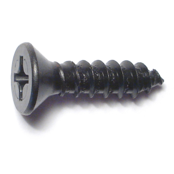 #14 x 1" Phillips Flat Head, Sheet Metal Screw, Zinc, Black 