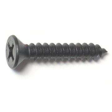 #14 x 1-1/2" Phillips Flat Head, Sheet Metal Screw, Zinc, Black 