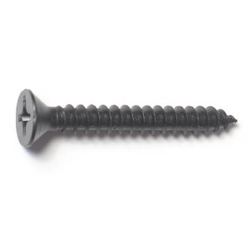 #14 x 2" Phillips Flat Head, Sheet Metal Screw, Zinc, Black 