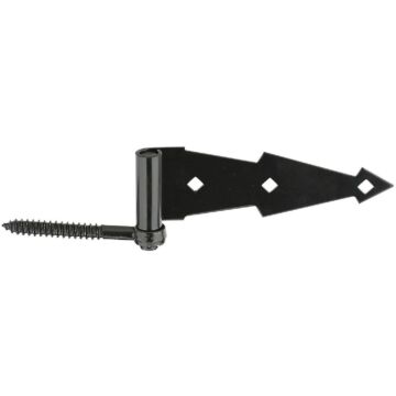 National Hardware 7 In. Black Ornamental Screw Hook And Strap Hinge (2-Pack)