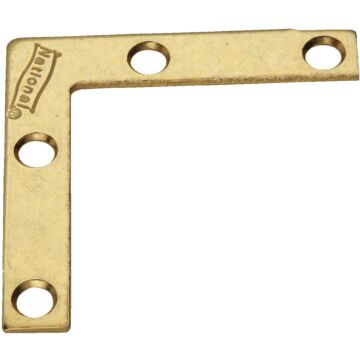 National Catalog 117 2 In. x 3/8 In. Brass Flat Corner Iron (4-Count)