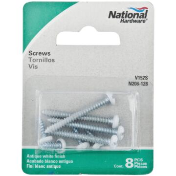 National Hardware Phillips Truss Ornamental Steel Shelf Bracket Screw, Antique White (8-Count)