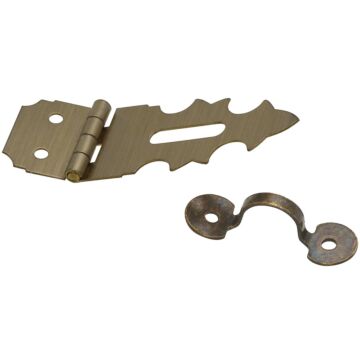 National 5/8 In. x 1-7/8 In. Antique Brass 2-Hole Decorative Hasp