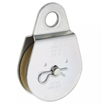 National Hardware Pulley, 1/2 in Rope, 650 lb Working Load, 3 in Sheave, Zinc