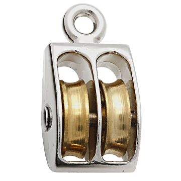National Hardware Pulley, 1/4 in Rope, 30 lb Working Load, 1 in Sheave, Swivel Eye Attachment, Nickel