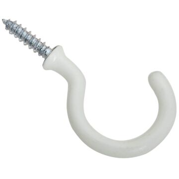 National Hardware Cup Hook (White Vinyl Coated - 2 pk) 2 in.