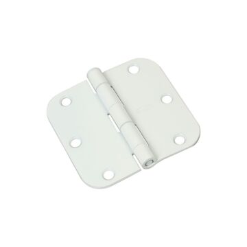 National Hardware Door Hinge 3-1/2 in, 5/8 in Corner Radius, Removable Pin, Full Mortise, White, 3pk