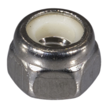 4 mm - 0.70 Nylon Lock Nut, Coarse Thread, Stainless Steel