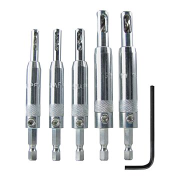 Make it Snappy Tools 5 Pieces 1/4 in High Speed Steel Self-Centering Hinge Bit Set