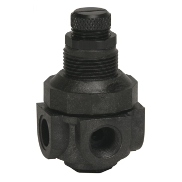 WATTS 1/4 In Miniature Plastic Water Pressure Regulator, Npt Female, Acetal Plug, 0-25 psi, Gauge Port/90Degree Inlet To Outlet