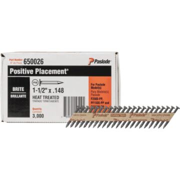 Paslode 1-1/2 In. x .148 In. 30 Degree Brite Heat Treated Smooth Shank Positive Placement Metal Connector Nails (3000 Ct.)
