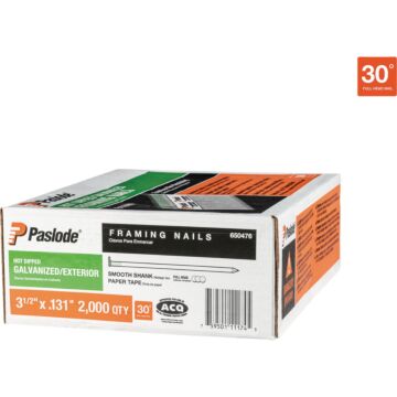 Paslode 3-1/2 In. x 0.131 In. 30 Deg. Paper Tape Hot Dipped Galvanized Roundrive Collated Framing Nails (2000-Count)