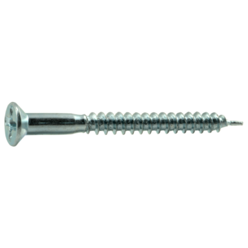 #8 x 1-3/4" Phillips Flat Head, Wood Screw, Zinc 