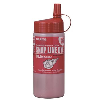 TAJIMA TOOL Snap Line Dye, permanent marking chalk, dark red, easy-fill nozzle, 300g / 10.5 oz.