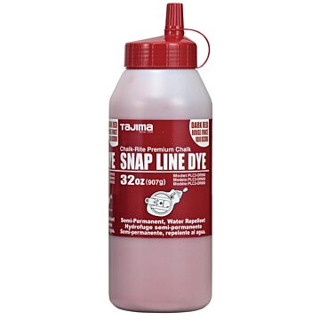 TAJIMA TOOL Snap Line Dye, permanent marking chalk, dark red, easy-fill nozzle, 907g / 32 oz.