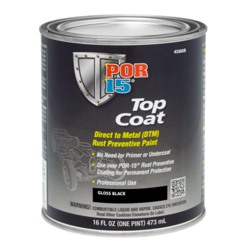 POR-15® 45808 1 pt Gloss BlackLiquid Rust Preventive Top Coat DTM Paint